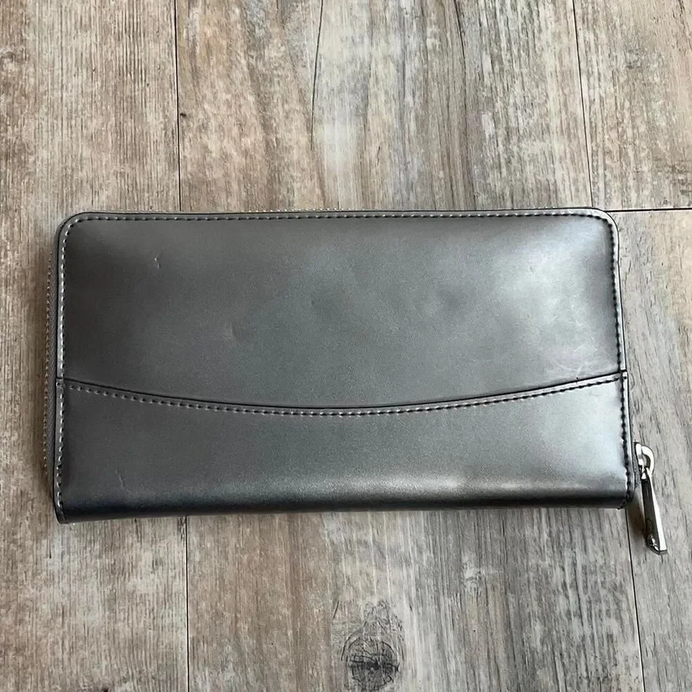 Ralph Lauren Wallet Large Zip Around With Tags Women's Silver Card Holder